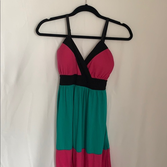 Dresses & Skirts - Pink, black and teal SUNDRESS☀️😋